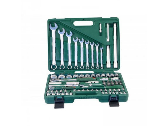 Набор торцевых головок 1/4"DR 4-14 мм и 1/2"DR 14-32 мм и комбинированных ключей 8-22 мм, 82 предмета, фото 2