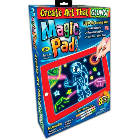 Планшет светодиодный MAGIC PAD с карточками для рисования - фото 7 - id-p70847740