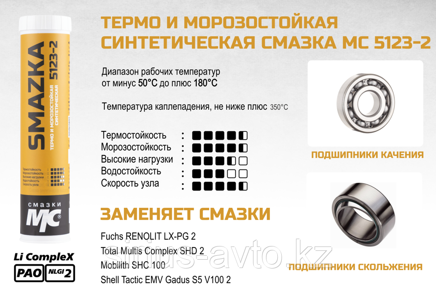 МС 5123-2 Высокоскоростная синтетическая смазка для подшипников электродвигателей, 400 мл картридж
