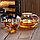 Чайник заварочный стеклянный с ситом на носике и деревянной крышкой 1 л прозрачная, фото 7