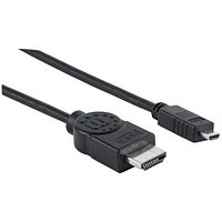Кабель Manhattan HDMI - Micro HDMI с сетевым каналом, поддержкой HEC, ARC, 3D, 4K (M - M) 2м, 390538
