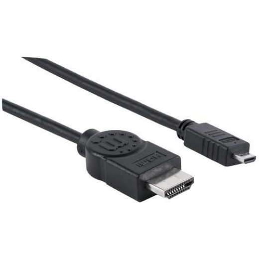 Кабель Manhattan HDMI - Micro HDMI с сетевым каналом, поддержкой HEC, ARC, 3D, 4K (M - M) 2м, 390538 - фото 1 - id-p69491346
