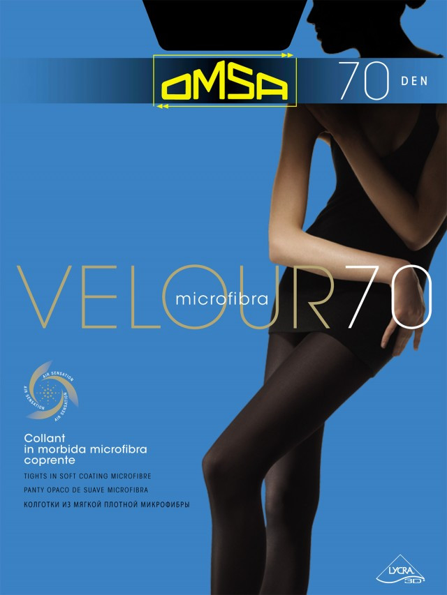 Цветные колготки Omsa Velour 70 ден 4, черный - фото 1 - id-p70876905