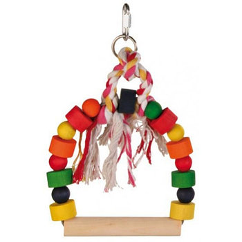 Разноцветная деревянная игрушка-качели для птиц, размер игрушки 13 × 19 cm