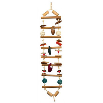 Игрушка для птиц. Подвесной мост из бамбука, кокоса, ротанга и сизаля.   45см
