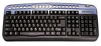 Клавиатура проводная Keyboard Oklick 330M Black/blue mmedia (PS/2+usb)+USB порт