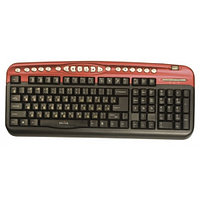 Клавиатура проводная Keyboard Oklick 330M Black/red mmedia (PS/2+usb)+USB порт