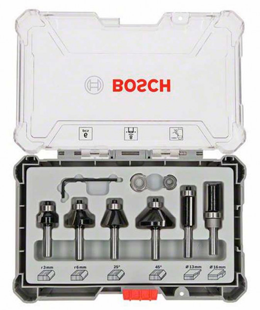 Набор кромочных фрез BOSCH 6мм 6шт 2607017468