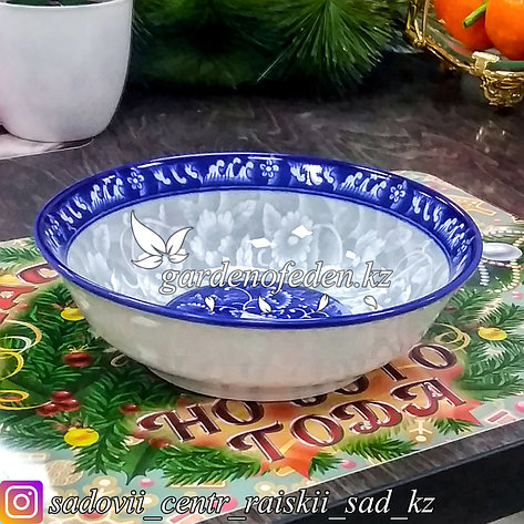 Тарелка суповая, с узором. Цвет: Серо-синий. Материал: Керамика., фото 2