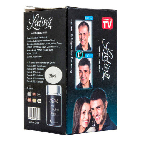 Загуститель волос камуфлирующий Lutino Hair Building Fibers (Черный) - фото 5 - id-p70973267