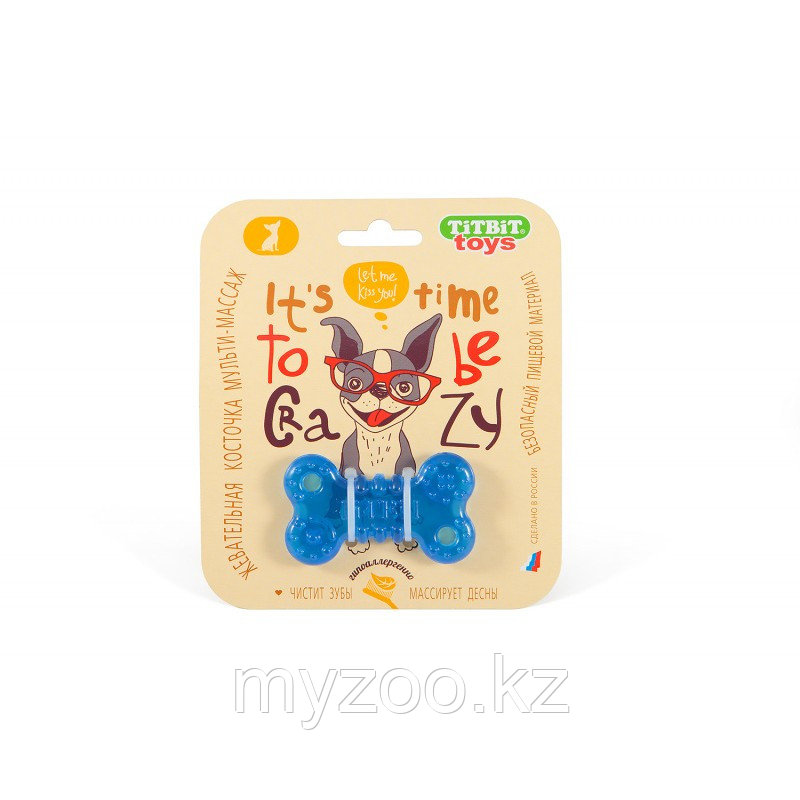 Игрушка жевательная Косточка 7 см (голубой)