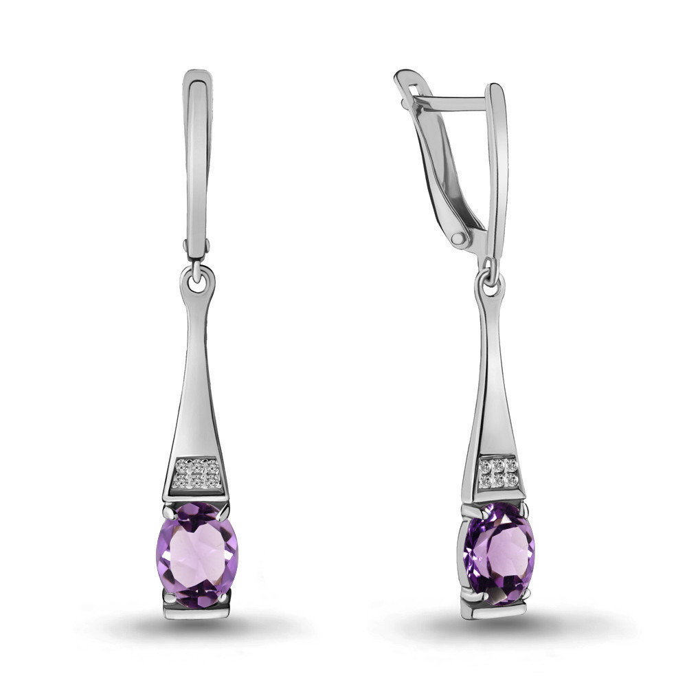 Серебряные серьги с аметистом Aquamarine 4717104А