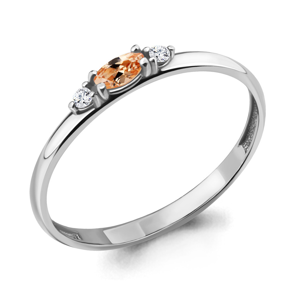 Кольцо из серебра с фианитом Aquamarine 68259Е