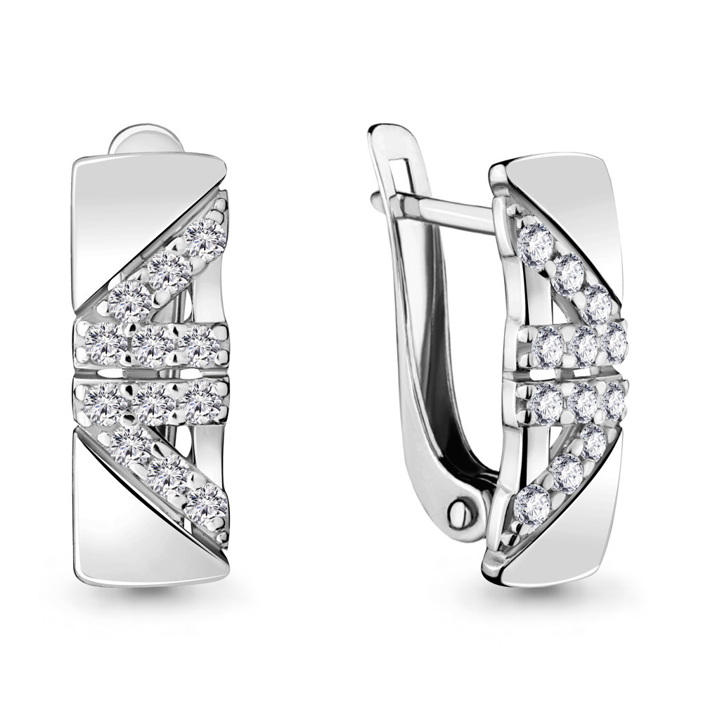 Серебряные серьги с фианитом Aquamarine 46934А