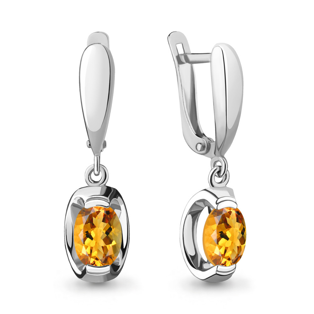 Серьги из серебра с цитрином Aquamarine 4717306
