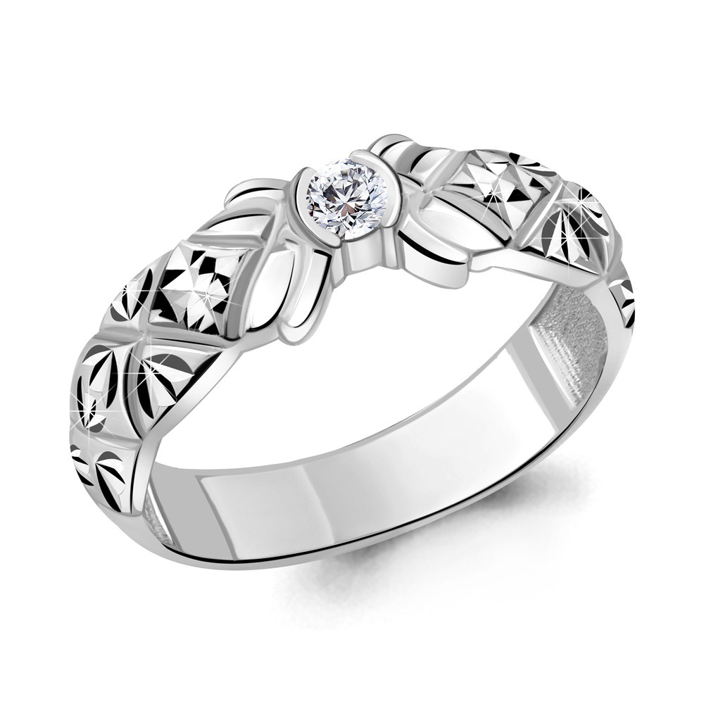Кольцо из серебра с фианитом Aquamarine 68498А