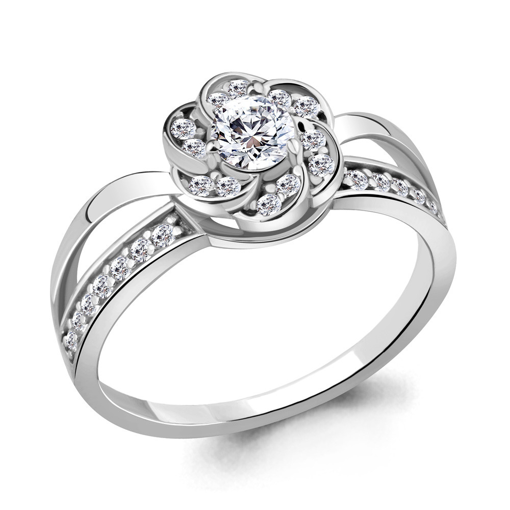 Серебряное кольцо с фианитом Aquamarine 68537А