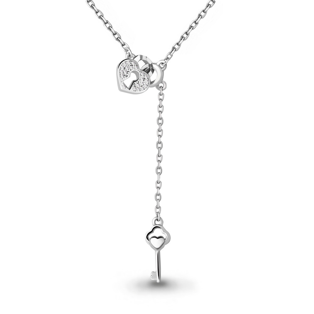Серебряное колье с фианитом Aquamarine 73594А
