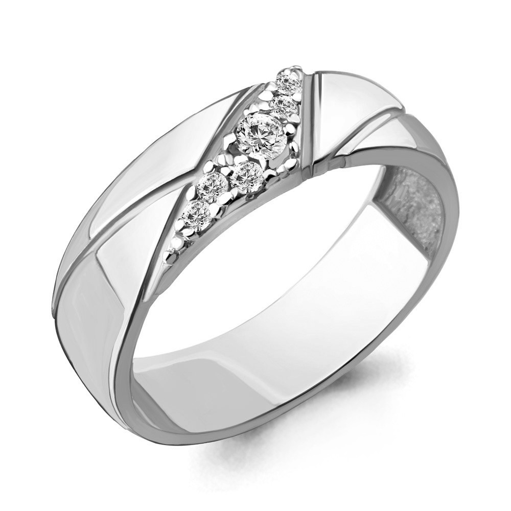 Кольцо из серебра с фианитом Aquamarine 68523А