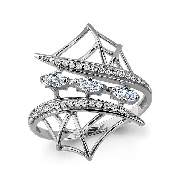 Кольцо из серебра с фианитом Aquamarine 68073А