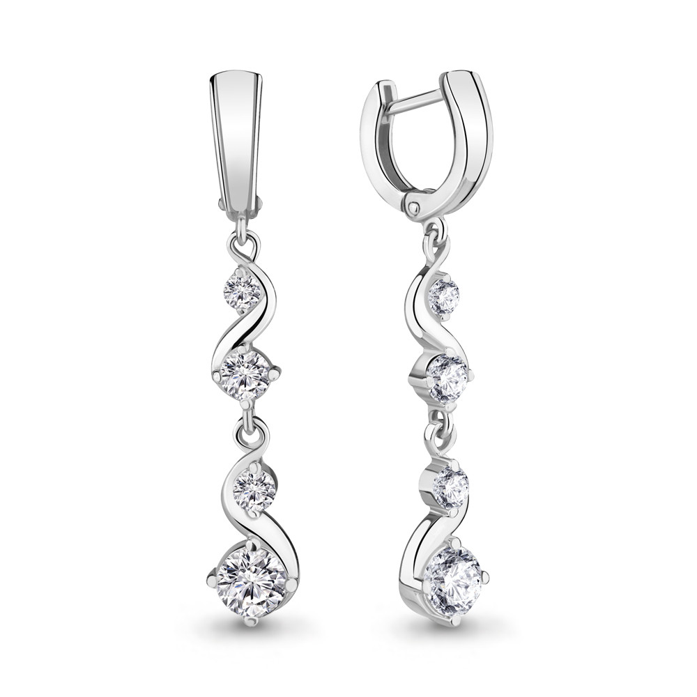 Серебряные серьги с фианитом сваровски Aquamarine 41695А
