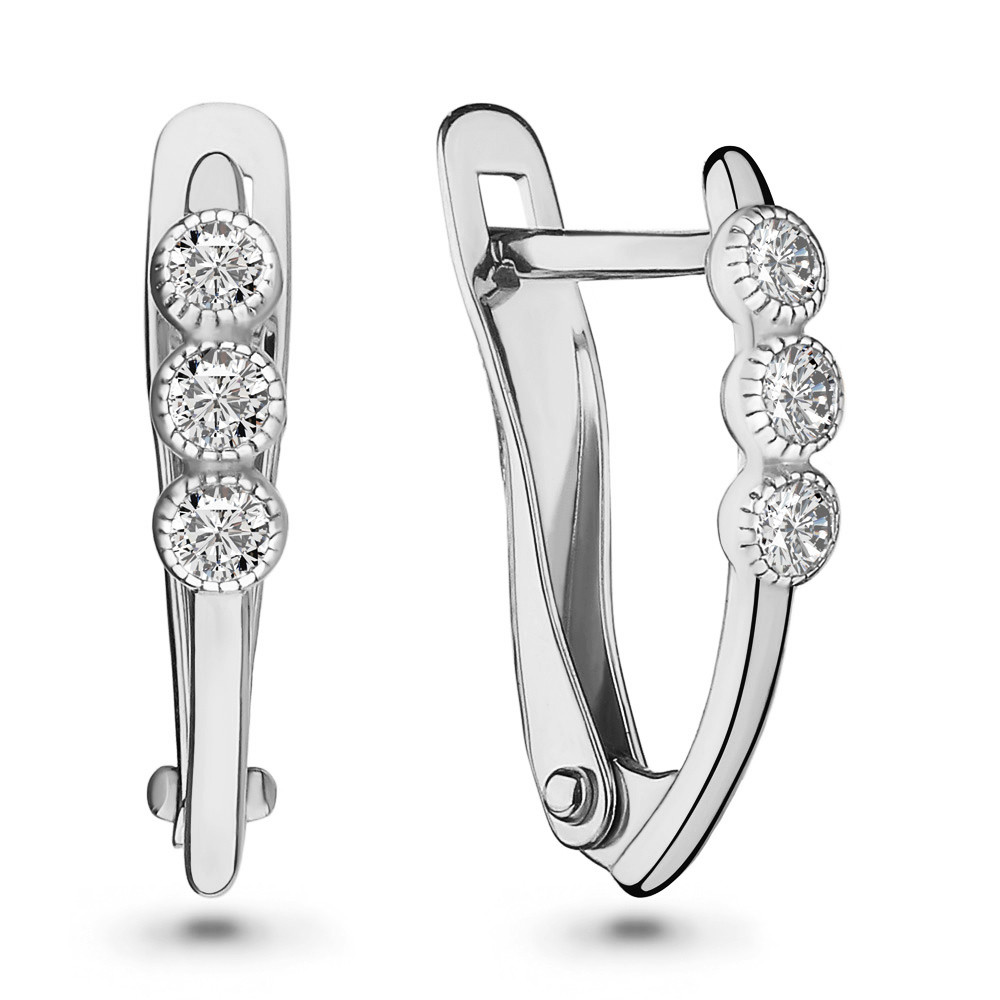Серебряные серьги с фианитом Aquamarine 46153А