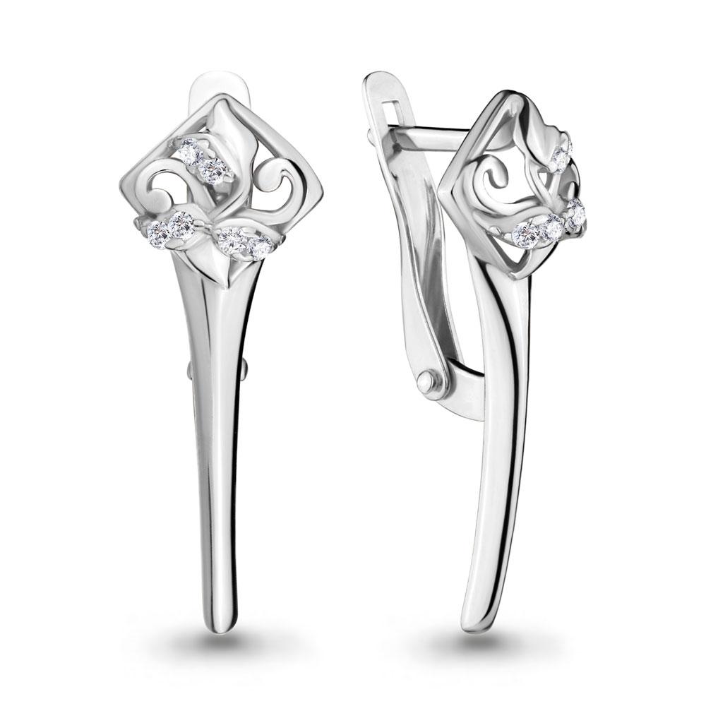 Серебряные серьги с фианитом Aquamarine 46377А