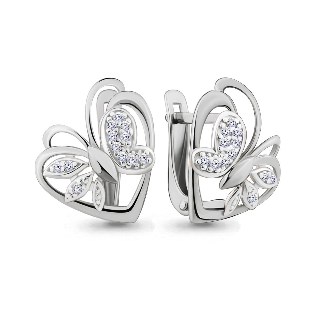Серьги из серебра с фианитом Aquamarine 46504А