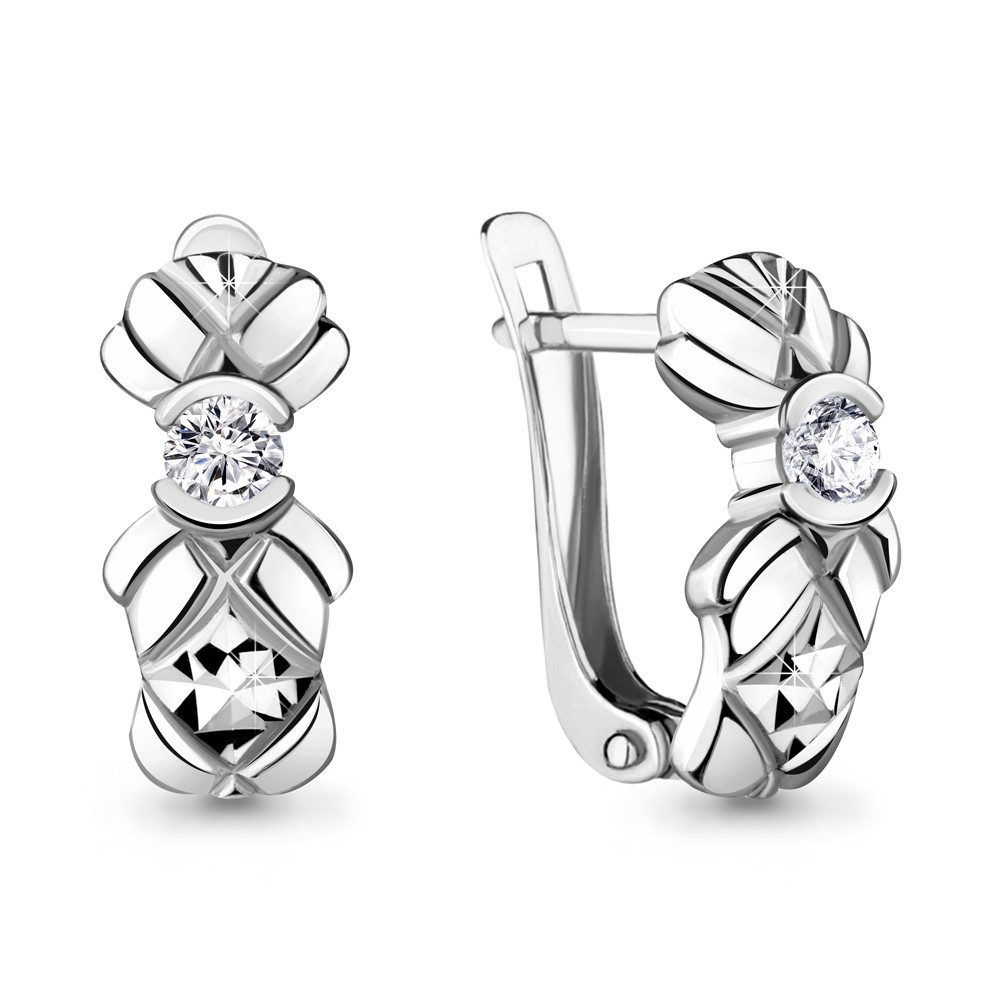 Серьги из серебра с фианитом Aquamarine 46940А