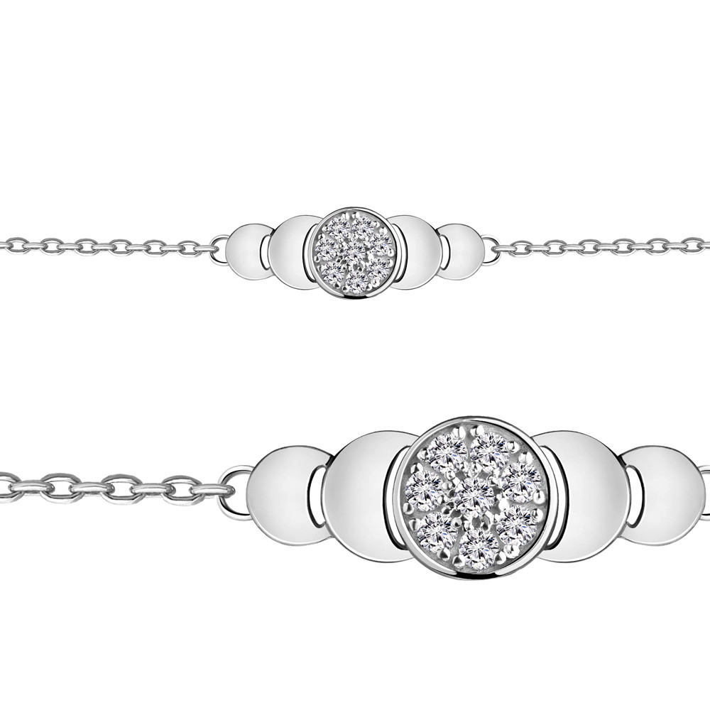 Браслет из серебра с фианитом Aquamarine 74485А