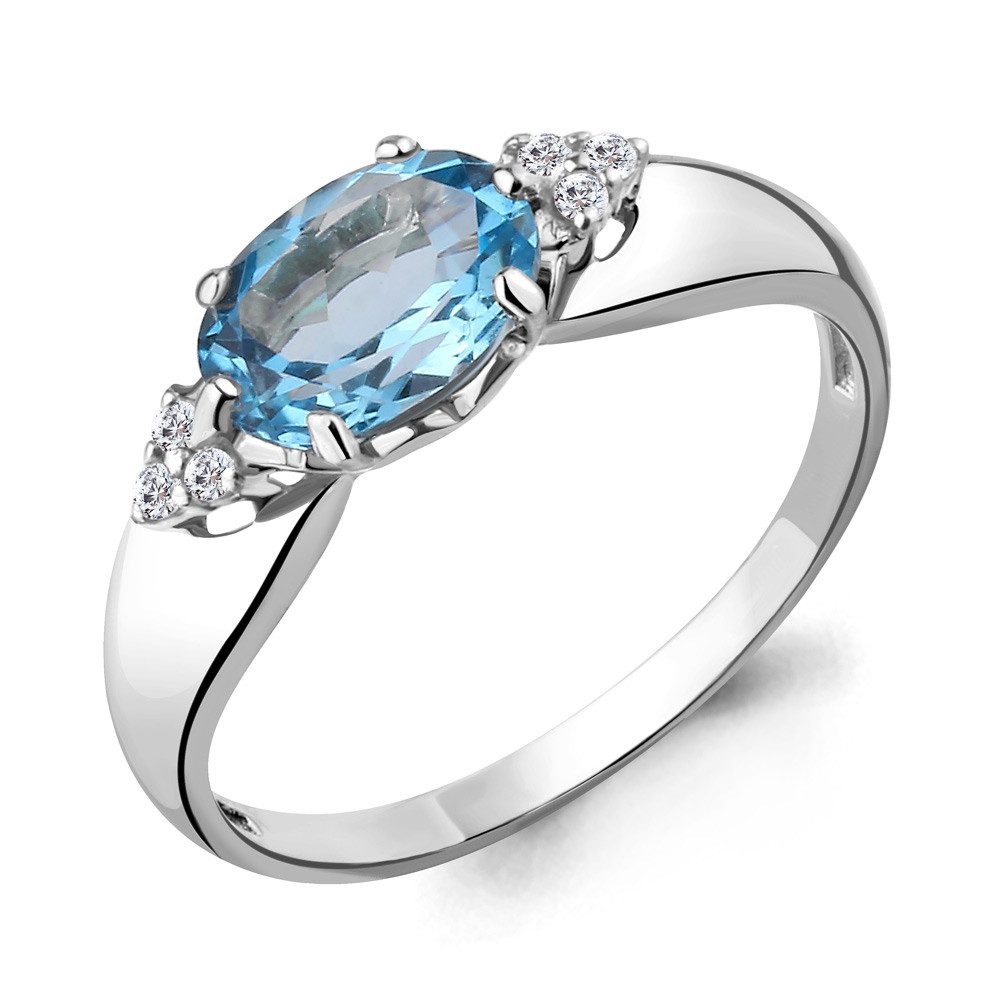 Серебряное кольцо с топазом свисс и фианитом Aquamarine 6914705А