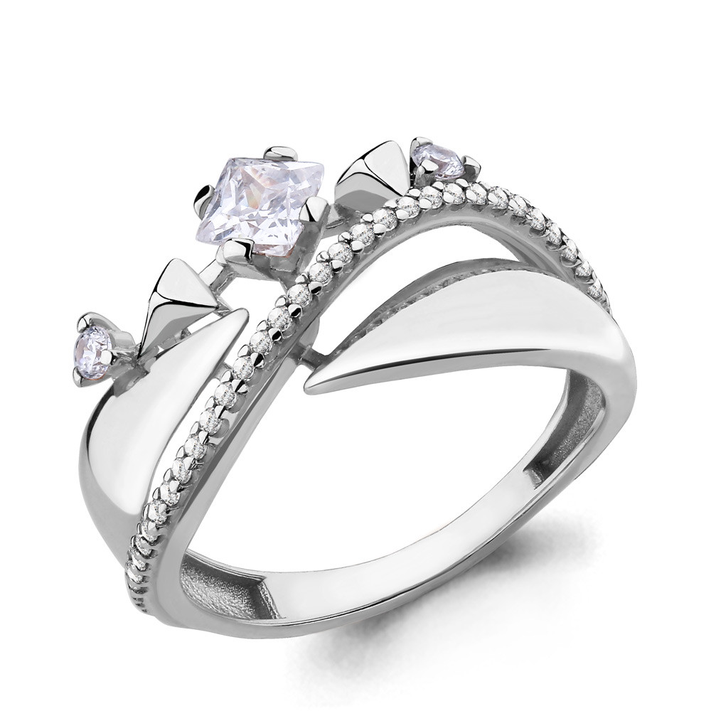 Серебряное кольцо с фианитом Aquamarine 68056А