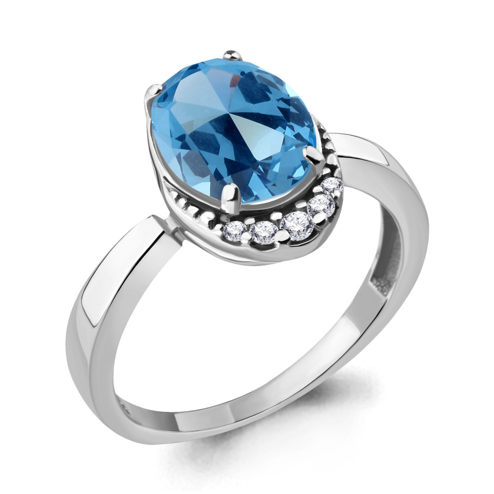 Кольцо из серебра с нанотопазом синт. Aquamarine 6917092А