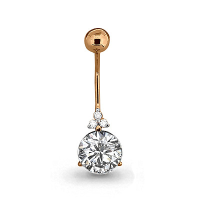 Серебряный пирсинг с фианитом Aquamarine 75537А#
