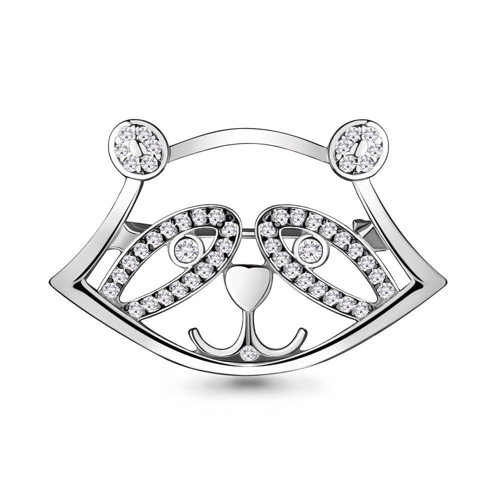 Серебряная брошь с фианитом Aquamarine 77322А