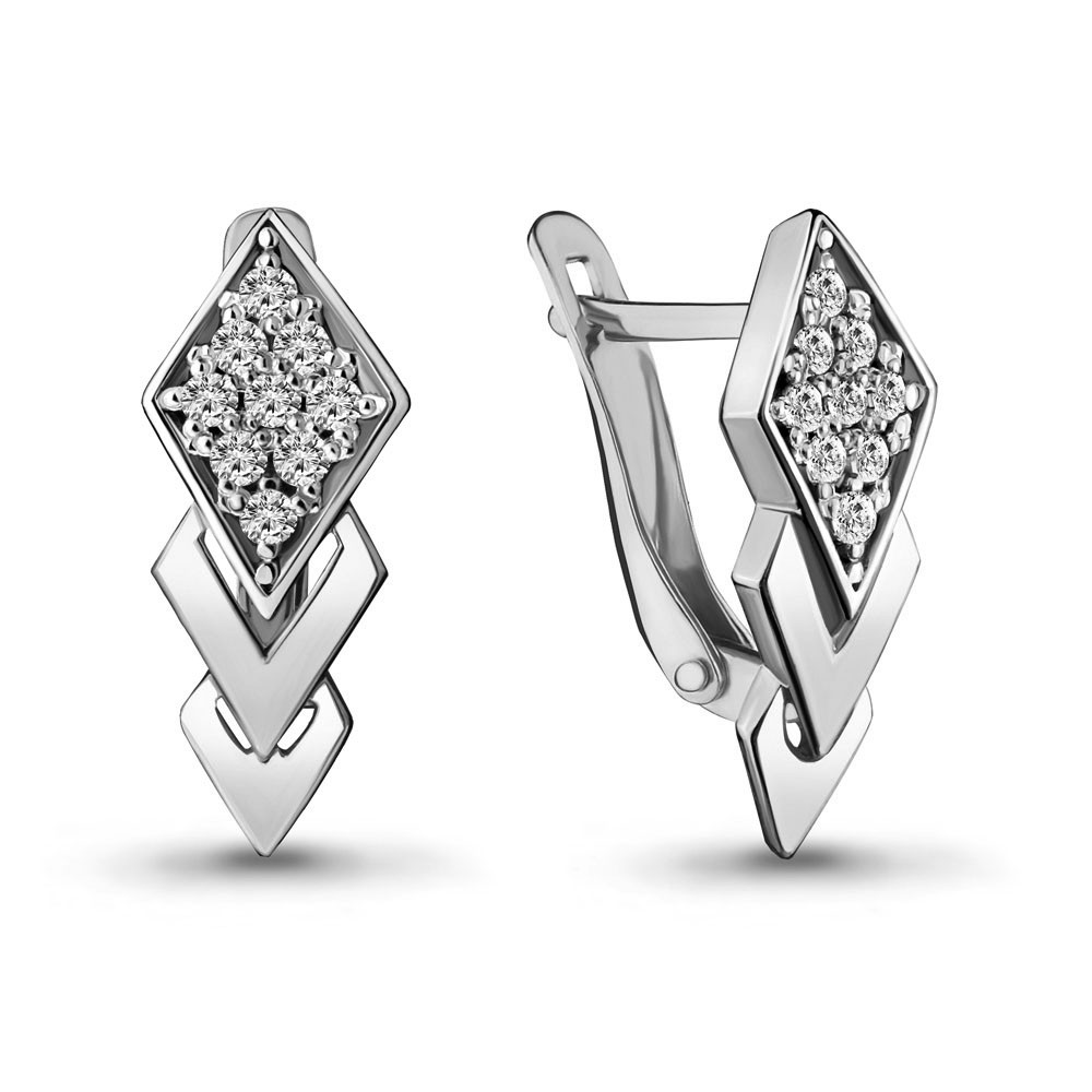 Серьги из серебра с фианитом Aquamarine 46964А