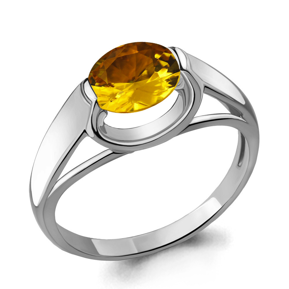 Серебряное кольцо с цитрином Aquamarine 6914806