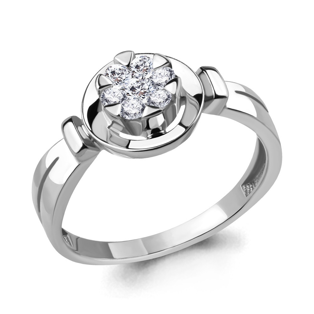 Кольцо из серебра с фианитом Aquamarine 68508А