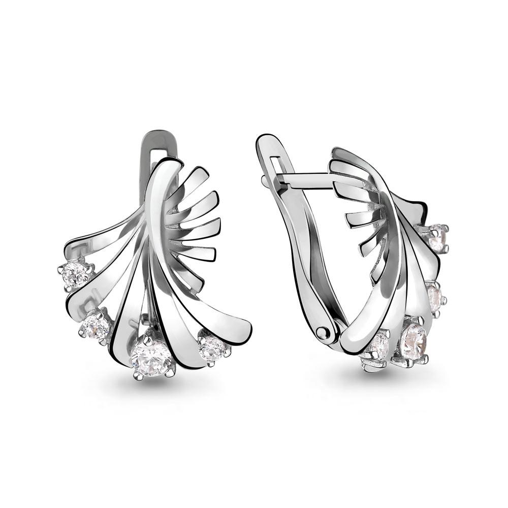 Серьги из серебра с фианитом Aquamarine 45828А