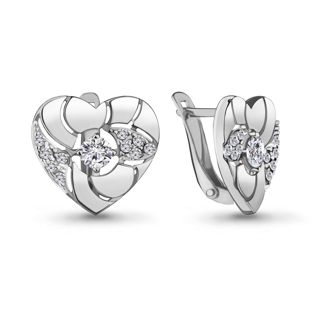 Серьги из серебра с фианитом Aquamarine 46966А