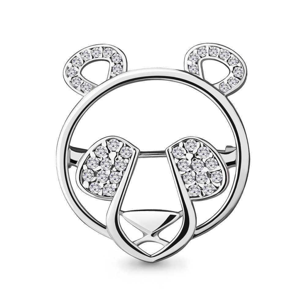 Серебряная брошь с фианитом Aquamarine 77325А