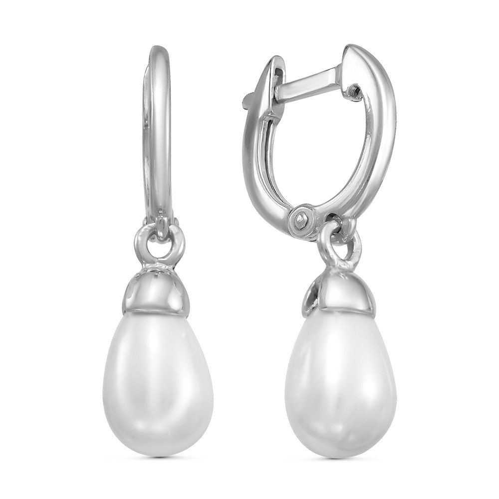Серьги из серебра с жемчугом имитированным Красная Пресня 33610794Д
