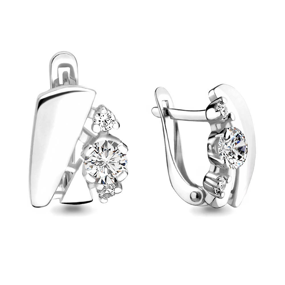 Серьги из серебра с фианитом Aquamarine 45931А