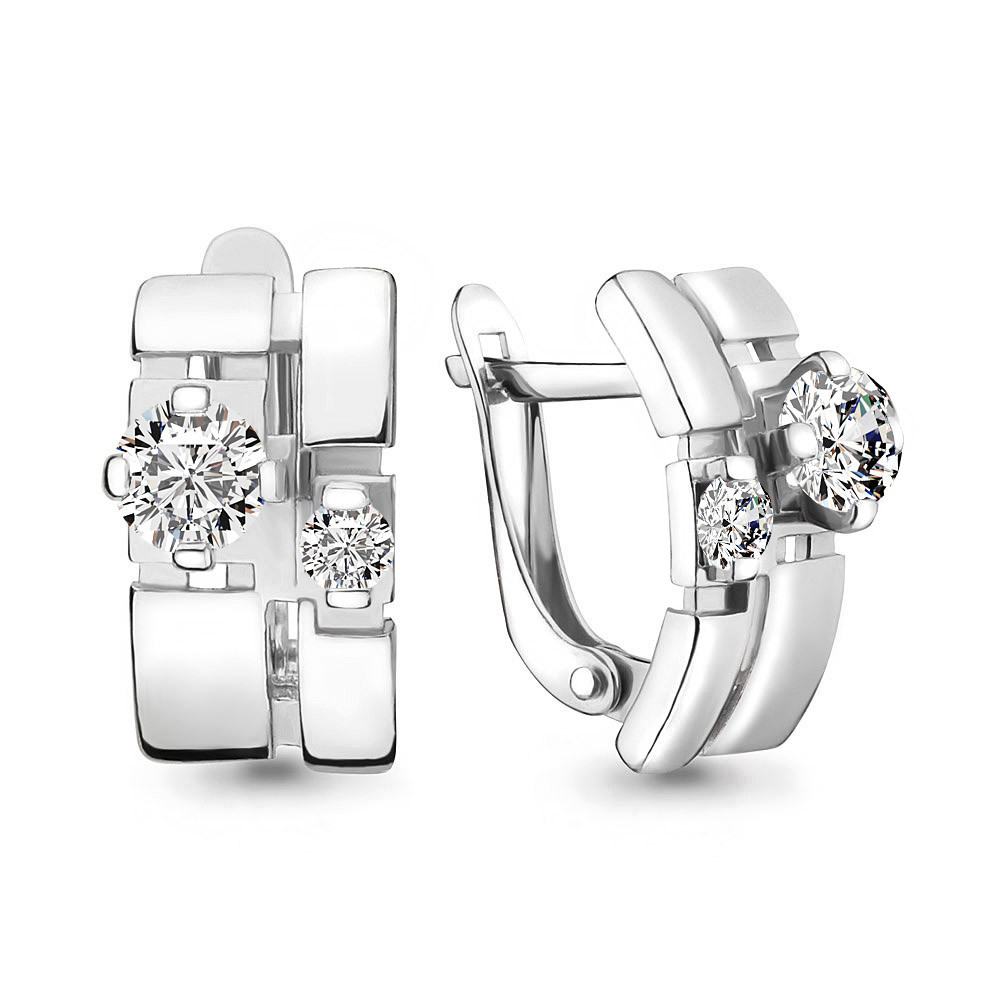 Серьги из серебра с фианитом Aquamarine 46212