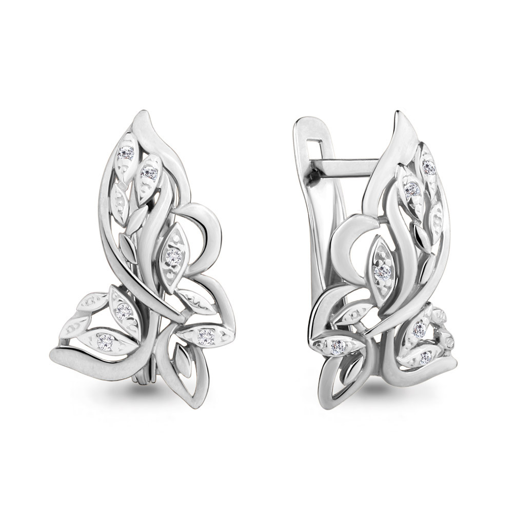 Серебряные серьги с фианитом Aquamarine 46503А