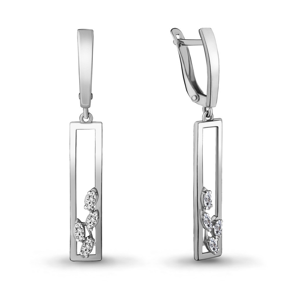 Серьги из серебра с фианитом Aquamarine 46902