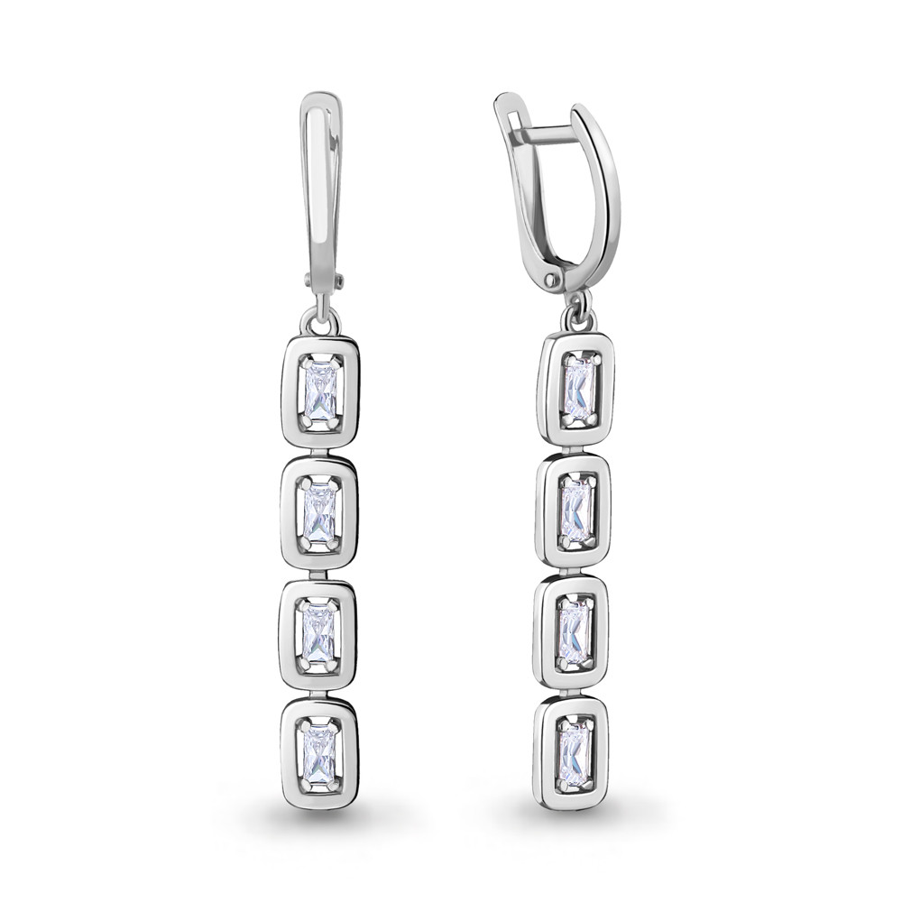 Серьги из серебра с фианитом Aquamarine 46707