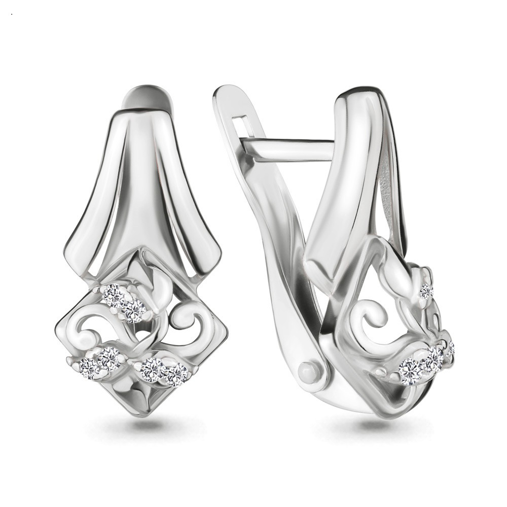 Серьги из серебра с фианитом Aquamarine 46376А