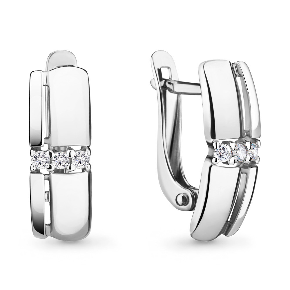 Серебряные серьги с фианитом Aquamarine 46597А