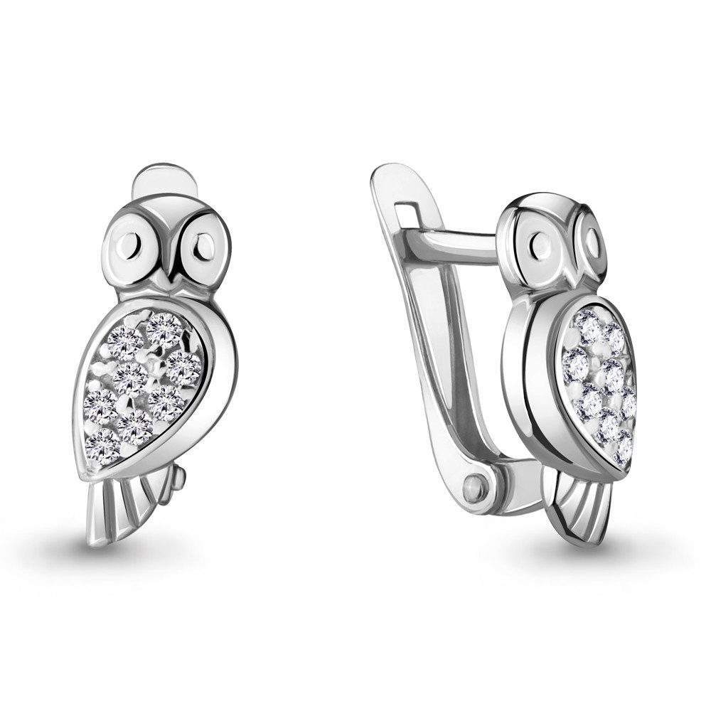 Серьги из серебра с фианитом Aquamarine 48012А